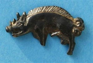 Gilt silver boar badge worn by Richard III knight